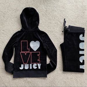 NWT Juicy Couture Black Tracksuit Top S+Pant XS